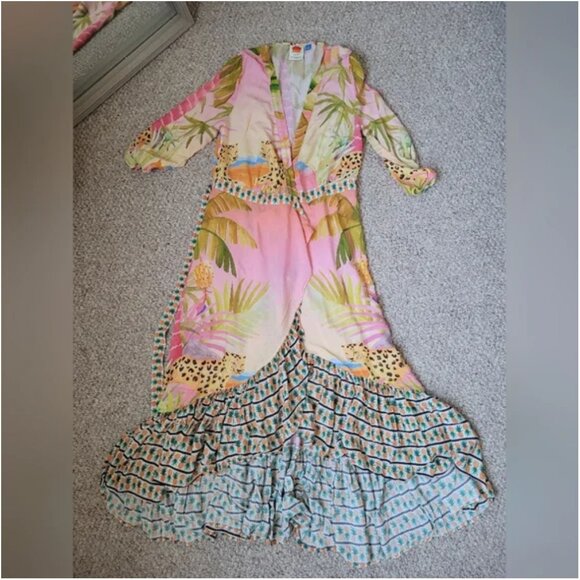 Farm Rio Tiger Tropical Print Wrap Maxi Dress size L - Picture 9 of 9